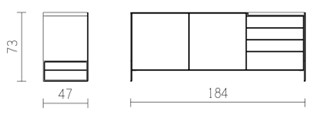 View VW2 dressoir 184cm 2d - 4 lades