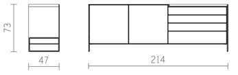 View VW4 dressoir 214cm 2d - 4 lades