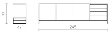 View VW6 dressoir 245cm 3d - 4 lades
