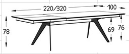 Brooklyn BN45 verlengtafel 220/320cm fineer